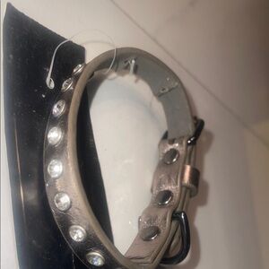 BCBG NWT Studded Gray Leather dog/cat collar